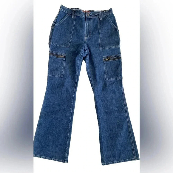 Vtg Gloria Vanderbilt Women’s Cargo High-Rise Stretch Denim Jeans Dark 10 EUC - Picture 1 of 6